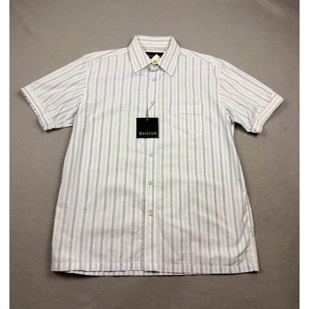 NWT Detailed True American Wear Shirt Men’s L Blue Stripe Short Sleeve Y2K